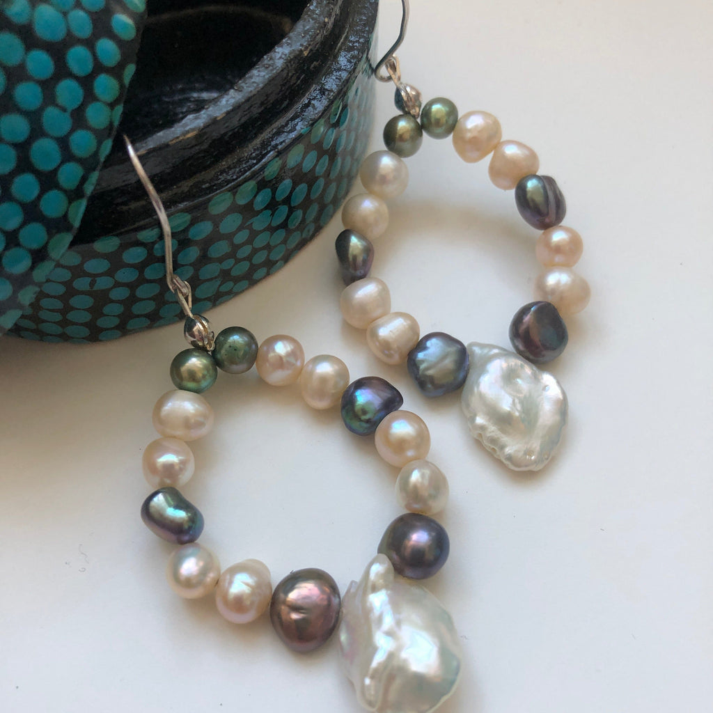 Handmade Freshwater Pearls Dangle Earrings Silver Chamber Jewellery Store