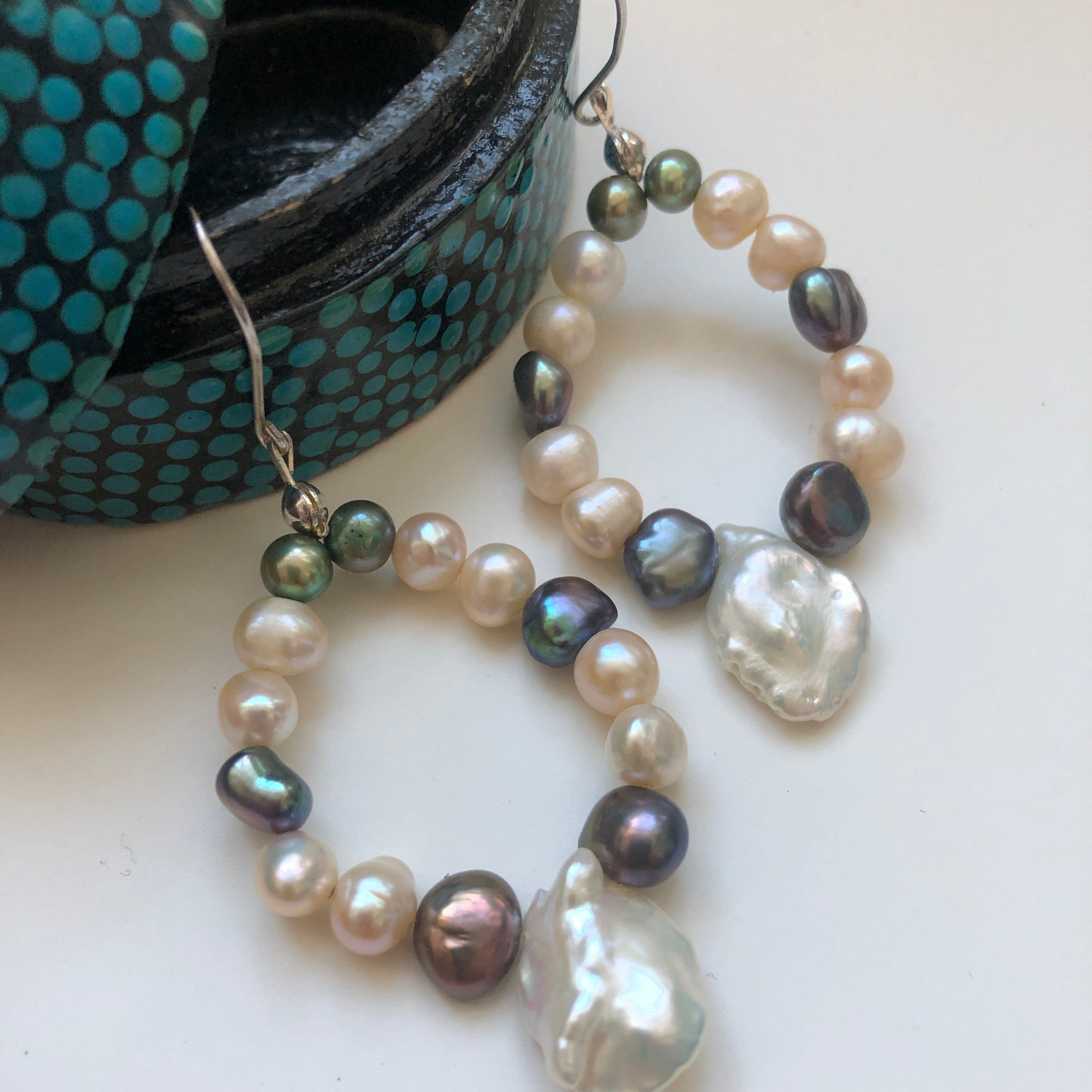 Handmade Freshwater Pearls Dangle Earrings Silver Chamber Jewellery Store