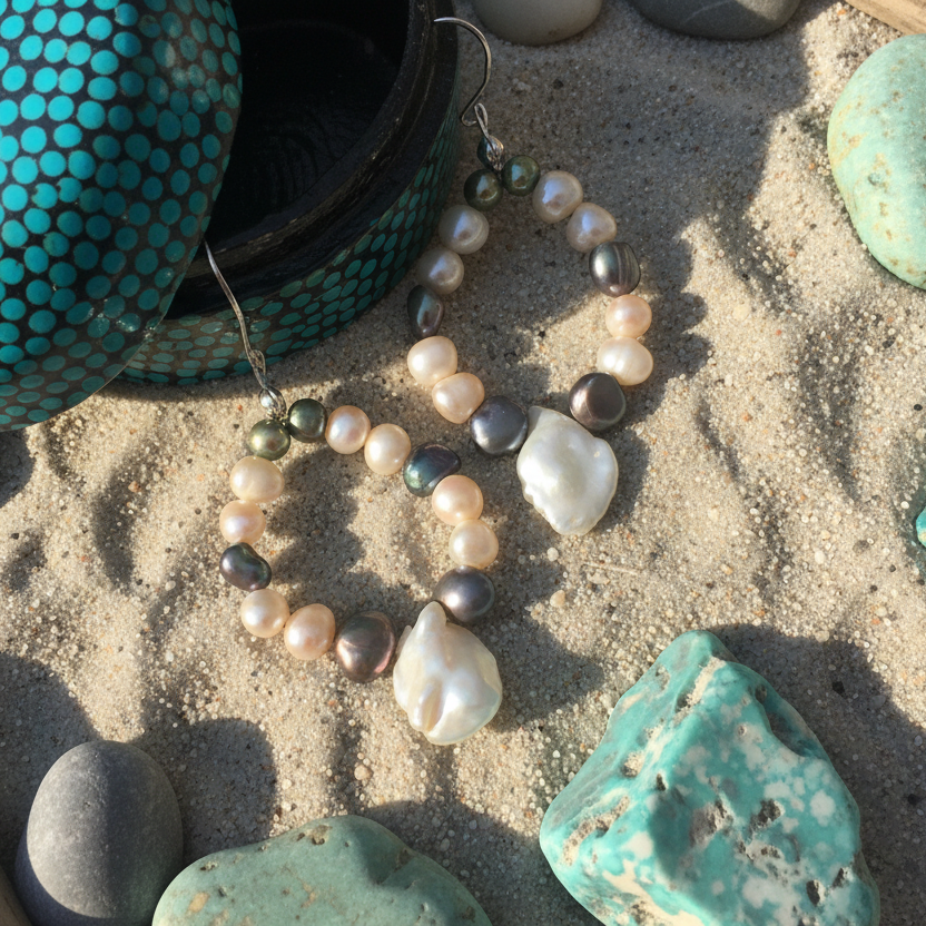 925 silver and Freshwater pearls dangle earrings