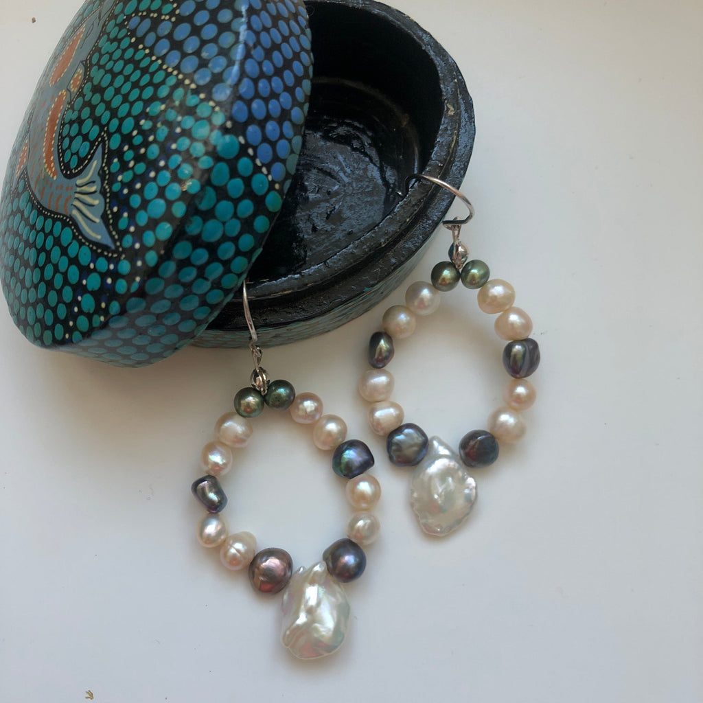 Handmade Freshwater Pearls Dangle Earrings Silver Chamber Jewellery Store