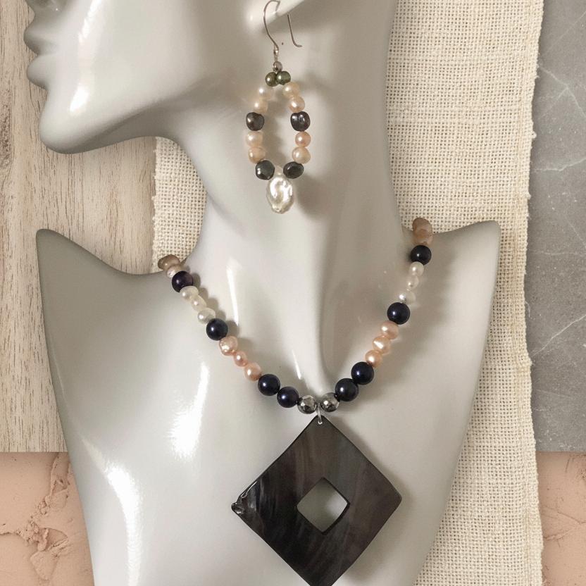 925 silver and Freshwater pearls dangle earrings