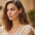 Handmade Turquoise and Lava Dangle Earrings Silver Chamber Jewellery Store