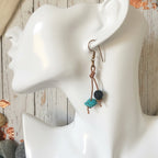 Handmade Turquoise and Lava Dangle Earrings Silver Chamber Jewellery Store