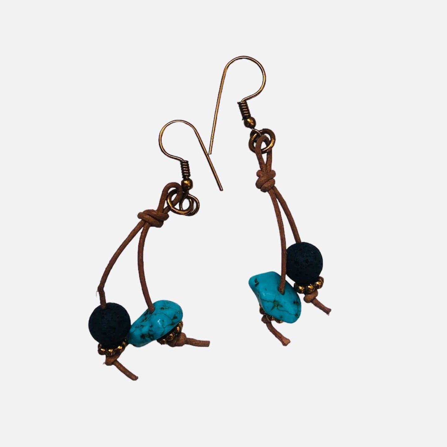 Handmade Turquoise and Lava Dangle Earrings Silver Chamber Jewellery Store