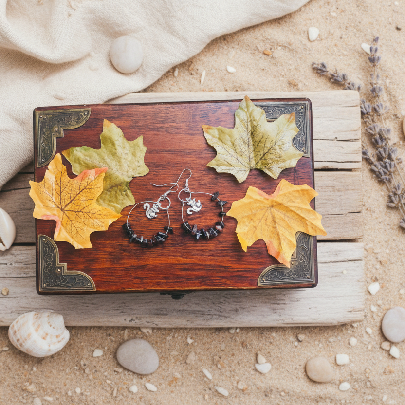 Hoop Earrings with Obsidian and Squirrel Charms Silver Chamber Jewellery Store