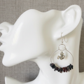Hoop Earrings with Obsidian and Squirrel Charms