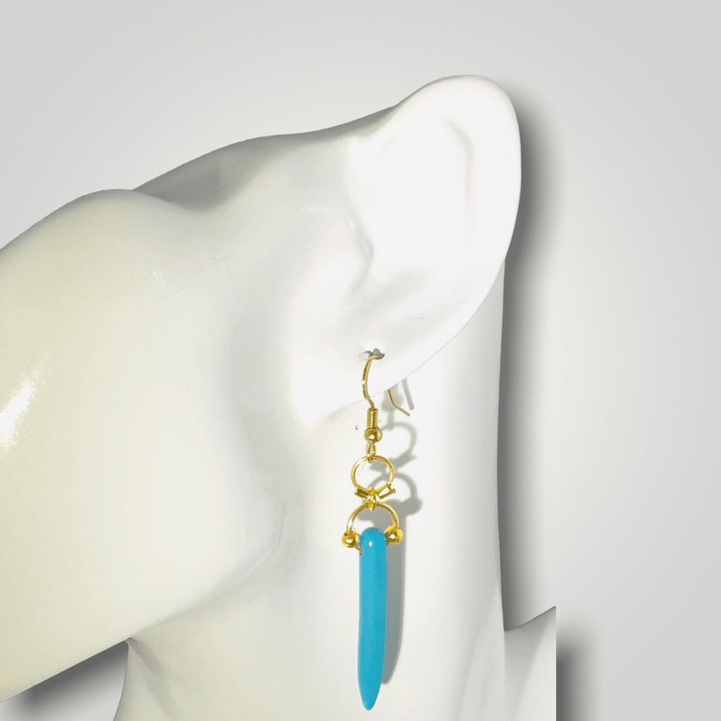 Howlite Gold Plated Long Dangle Earrings Silver Chamber Jewellery Store