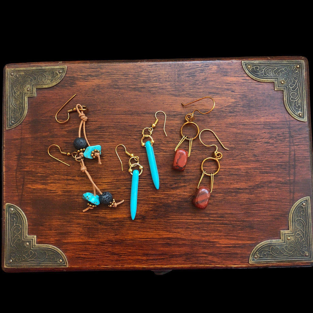 Howlite Gold Plated Long Dangle Earrings Silver Chamber Jewellery Store