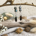 Labradorite and Blue Tiger Eye 925 Silver Dangle Earrings Silver Chamber Jewellery Store