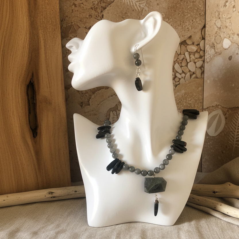 Labradorite and Blue Tiger Eye 925 Silver Dangle Earrings Silver Chamber Jewellery Store