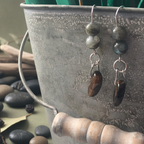 Labradorite and Blue Tiger Eye 925 Silver Dangle Earrings Silver Chamber Jewellery Store