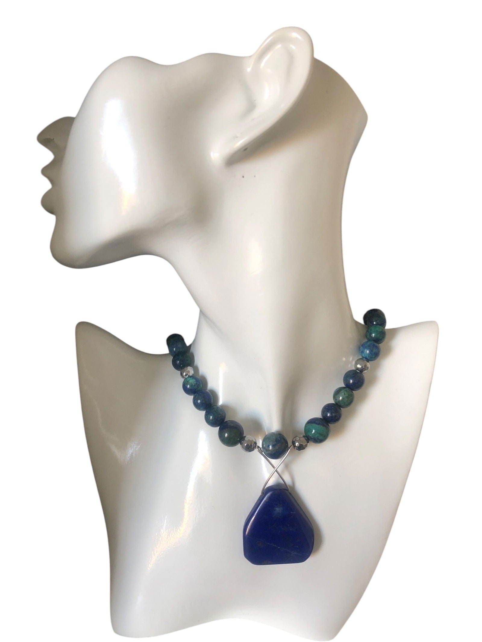 Lapis Lazuli and 925 Silver Beaded Necklace Silver Chamber Jewellery Store