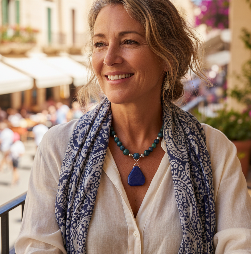 Lapis Lazuli and 925 Silver Beaded Necklace - Silver Chamber Jewellery Store