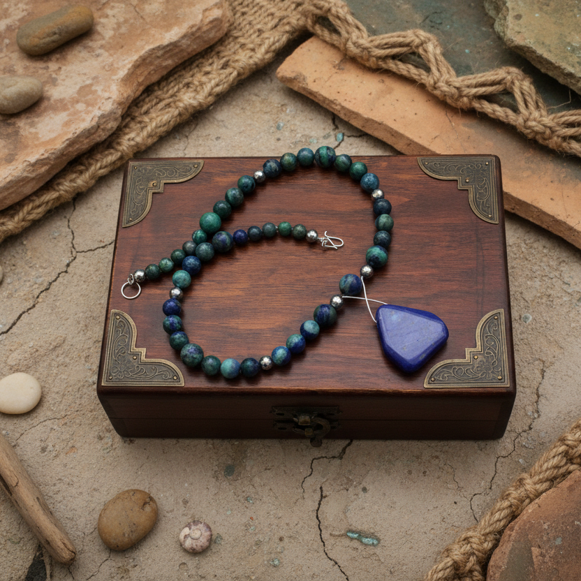 Lapis Lazuli and 925 Silver Beaded Necklace