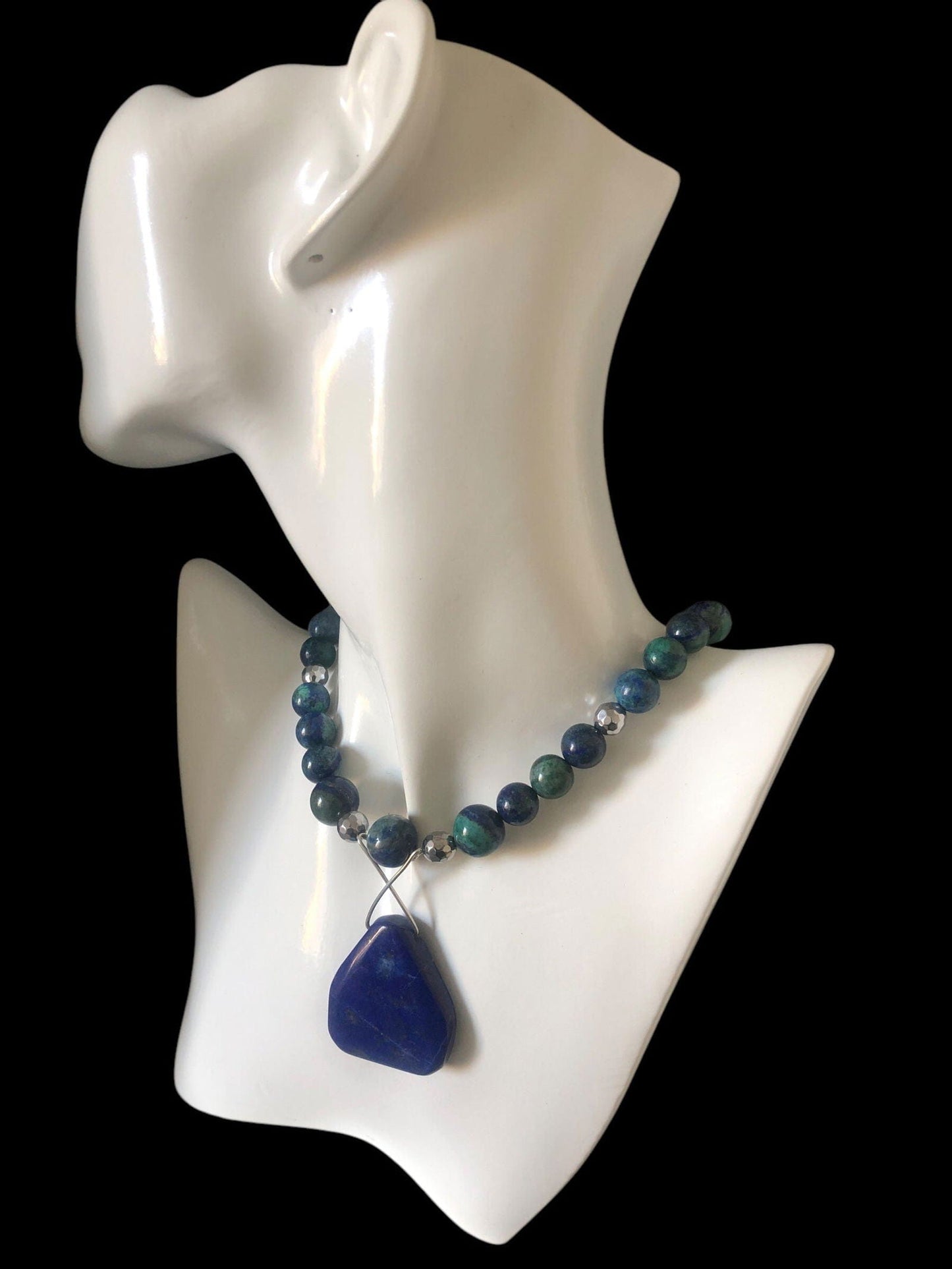 Lapis Lazuli and 925 Silver Beaded Necklace Silver Chamber Jewellery Store