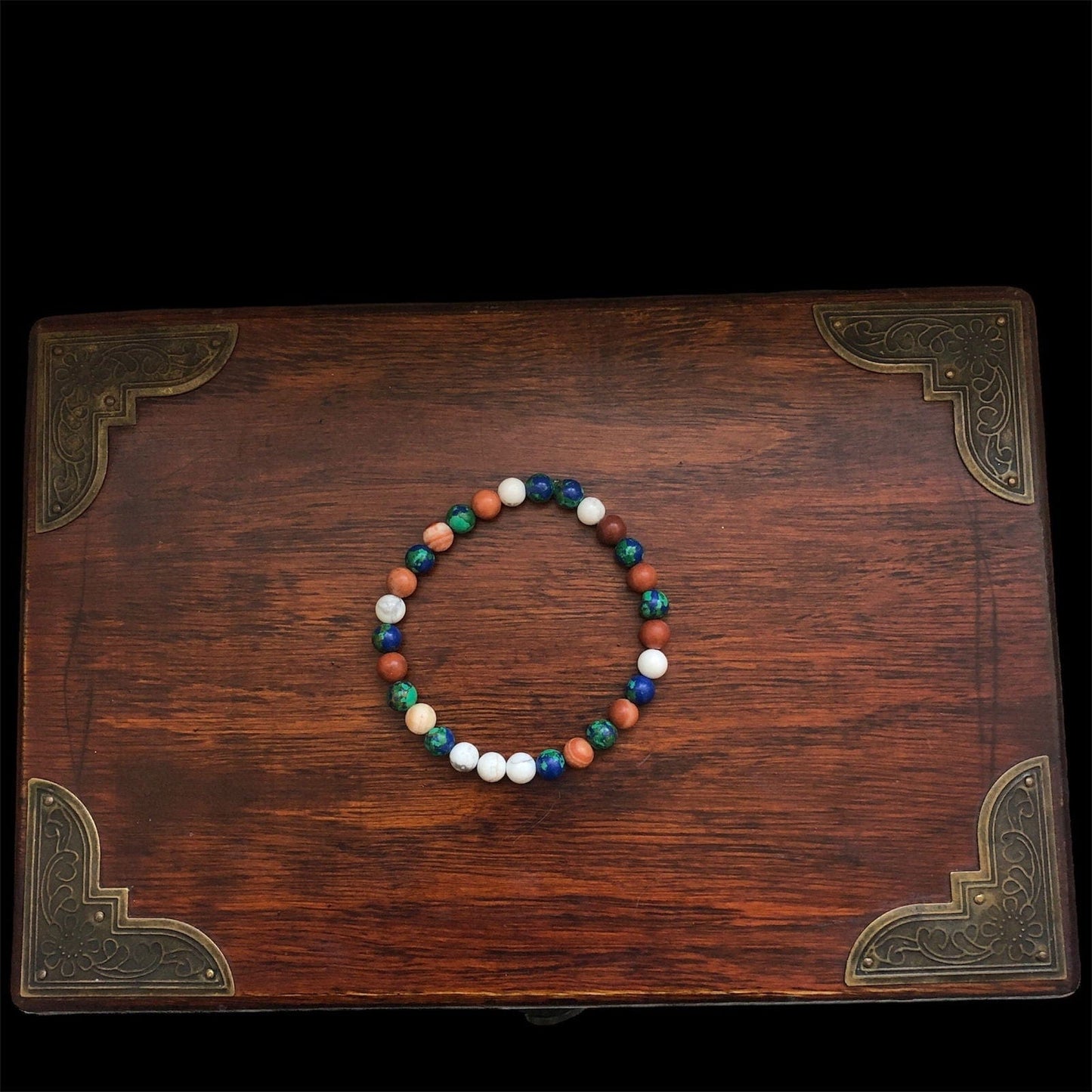 Lapis Lazuli, Red Jasper and Howlite Beaded Bracelet Silver Chamber Jewellery Store