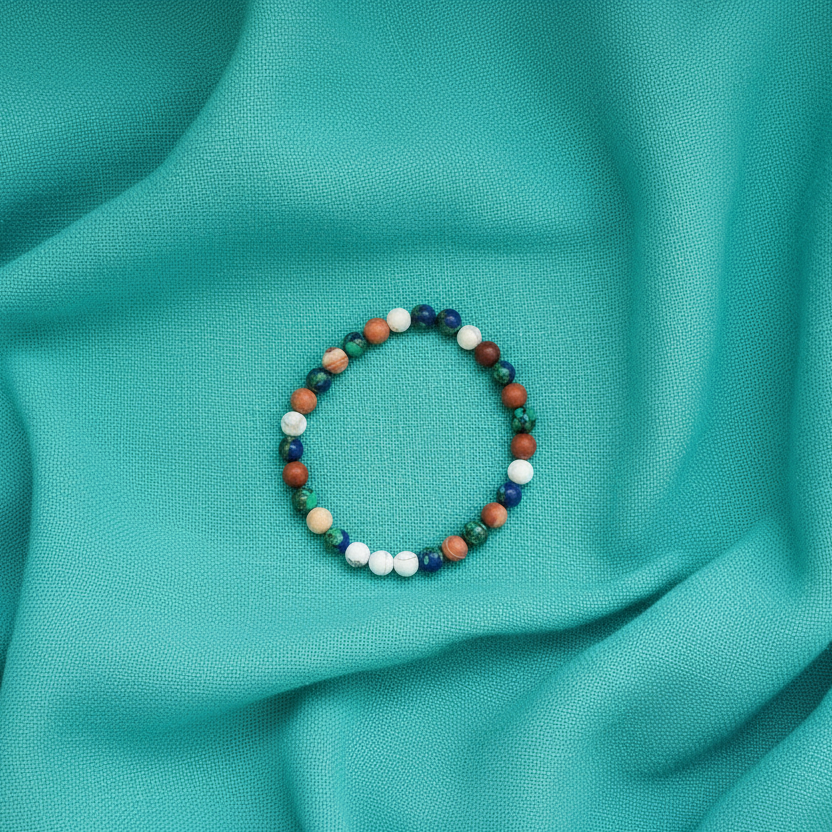 Lapis Lazuli, Red Jasper and Howlite Beaded Bracelet