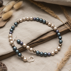 Matt Shell Pearls Beaded Necklace - Silver Chamber Jewellery Store