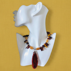Mookaite and Yellow Jade Beaded Necklace with Agate Slice Pendant - Silver Chamber Jewellery Store