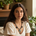 Moonstone and Blue Tiger Eye Beaded Necklace with Labradorite Pendant - Silver Chamber Jewellery Store