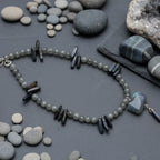 Moonstone and Blue Tiger Eye Beaded Necklace with Labradorite Pendant - Silver Chamber Jewellery Store