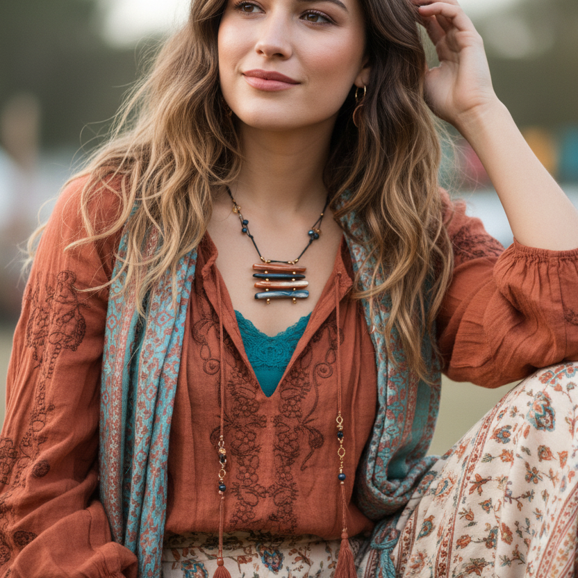 Mother of Pearl and Crystals Beaded Necklace - Silver Chamber Jewellery Store