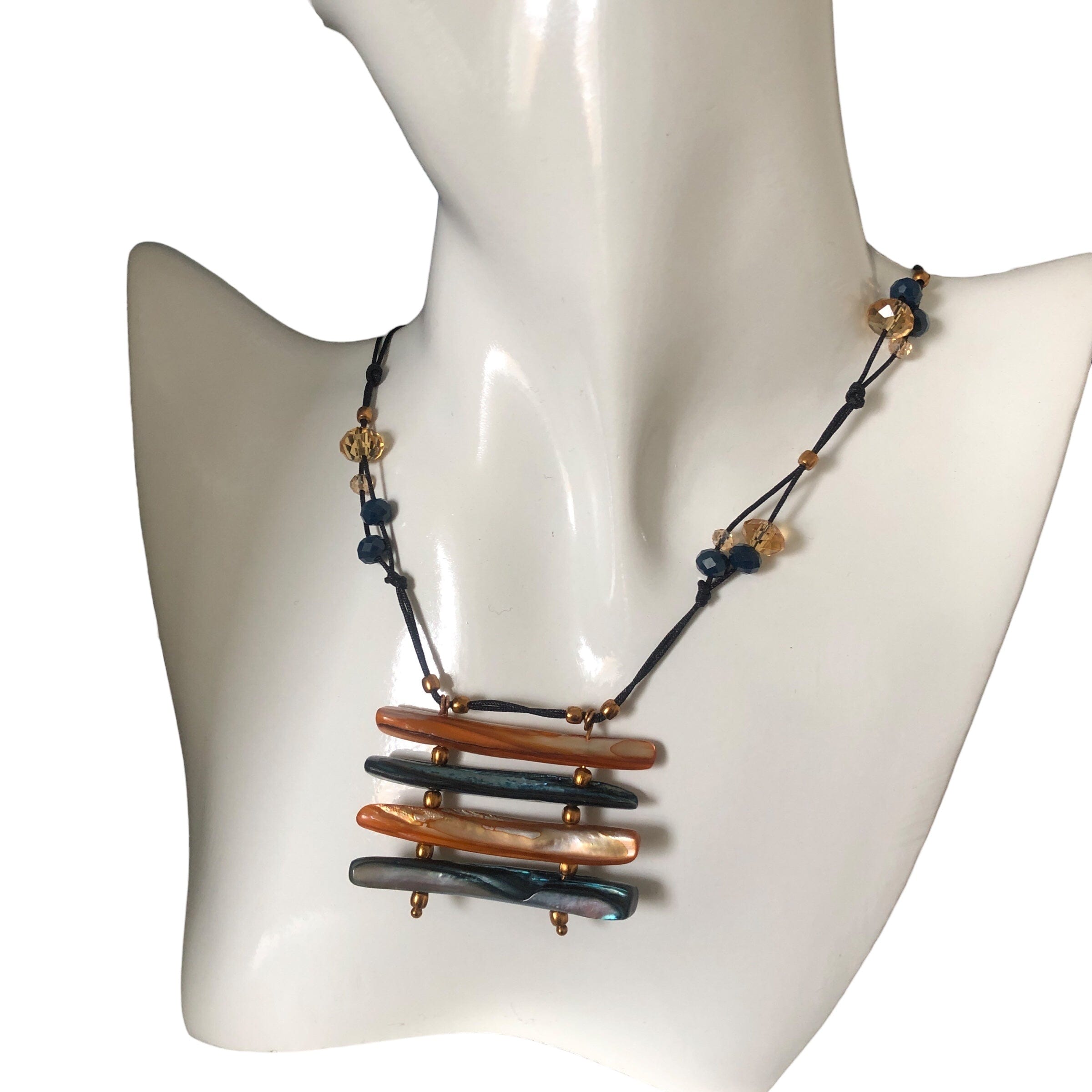 Mother of Pearl and Crystals Beaded Necklace Silver Chamber Jewellery Store