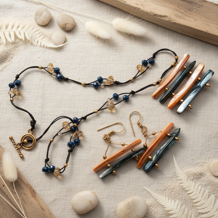 Mother Of Pearl Gold Plated Earrings Silver Chamber Jewellery Store