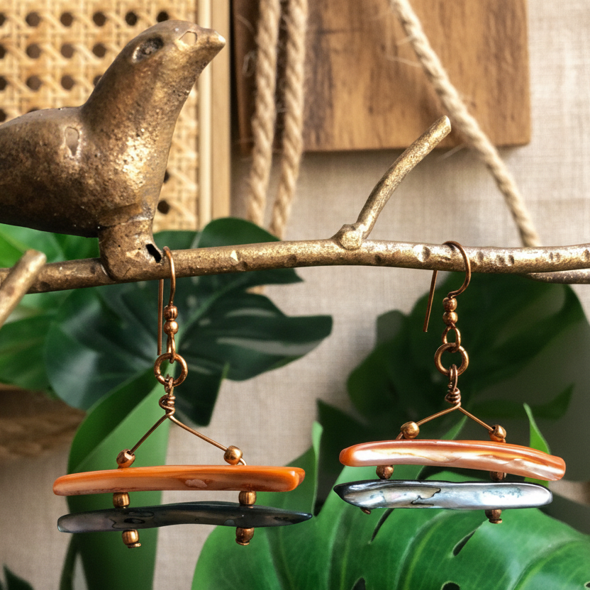 Mother Of Pearl Gold Plated Earrings Silver Chamber Jewellery Store