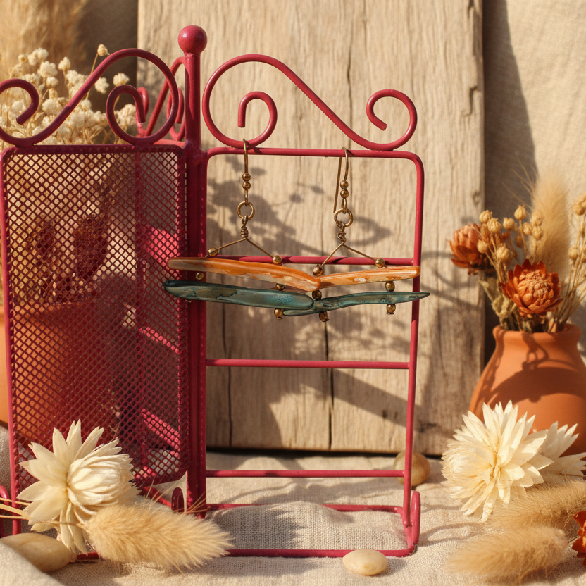 Mother Of Pearl Gold Plated Earrings Silver Chamber Jewellery Store