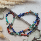 Multi-Colour Natural Stones and Brass Beaded Necklace Silver Chamber Jewellery Store