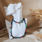 Multi-Colour Natural Stones and Brass Beaded Necklace Silver Chamber Jewellery Store