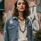 Multi-Colour Natural Stones and Brass Beaded Necklace Silver Chamber Jewellery Store