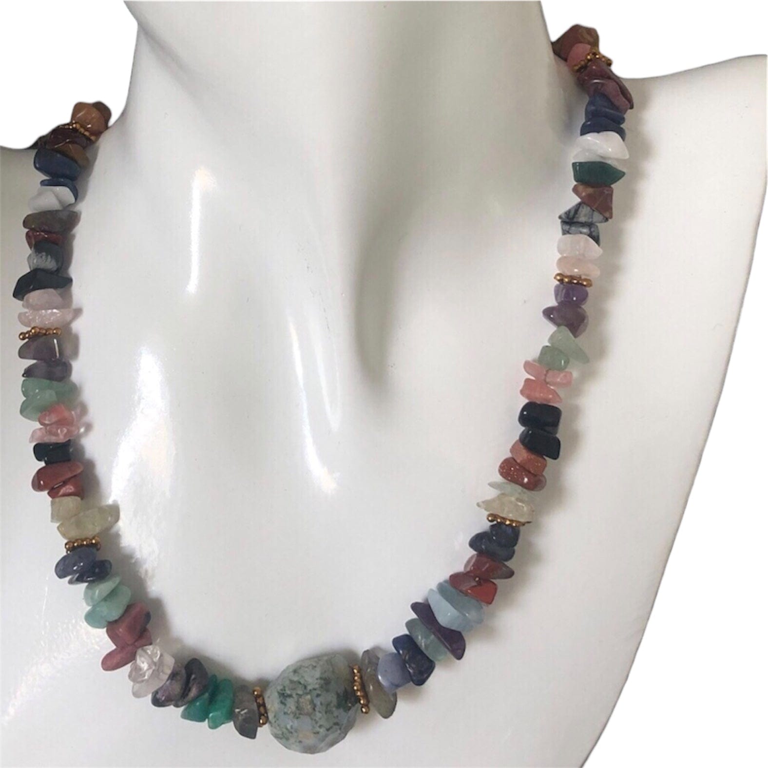 Multi-colour Natural Stones Beaded Necklace Silver Chamber Jewellery Store