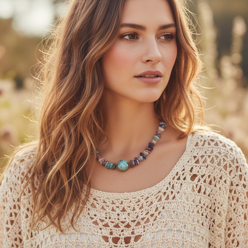 Multi-colour Natural Stones Beaded Necklace