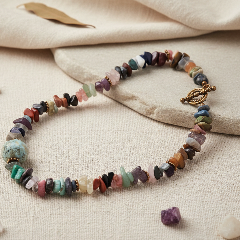 Multi-colour Natural Stones Beaded Necklace
