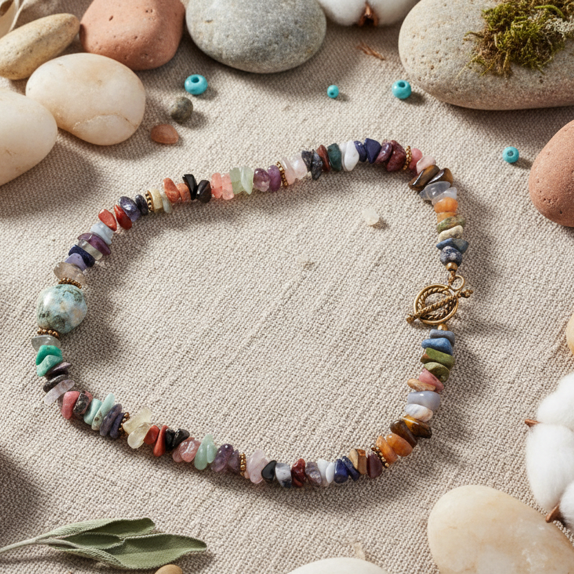 Multi-colour Natural Stones Beaded Necklace