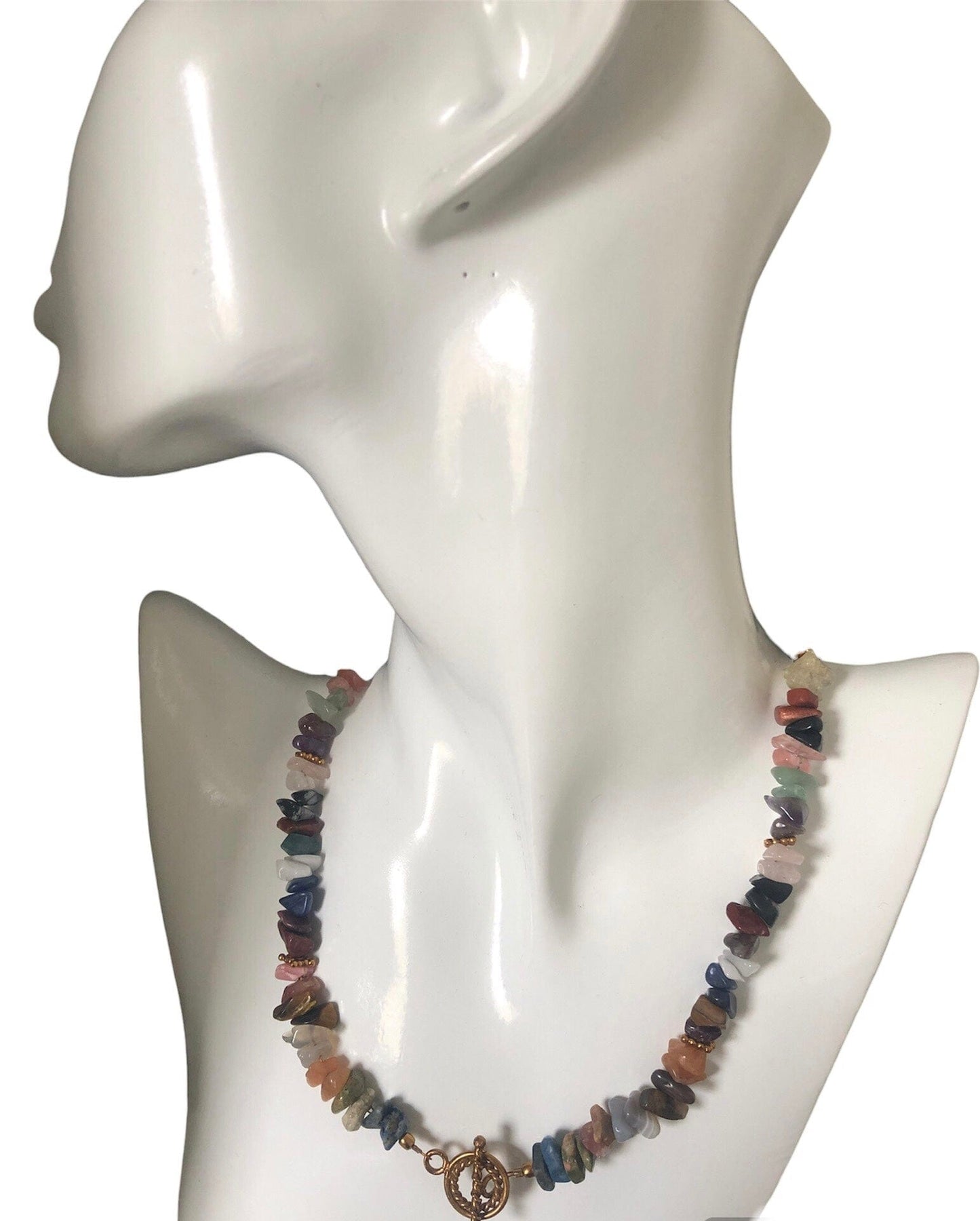 Multi-colour Natural Stones Beaded Necklace Silver Chamber Jewellery Store