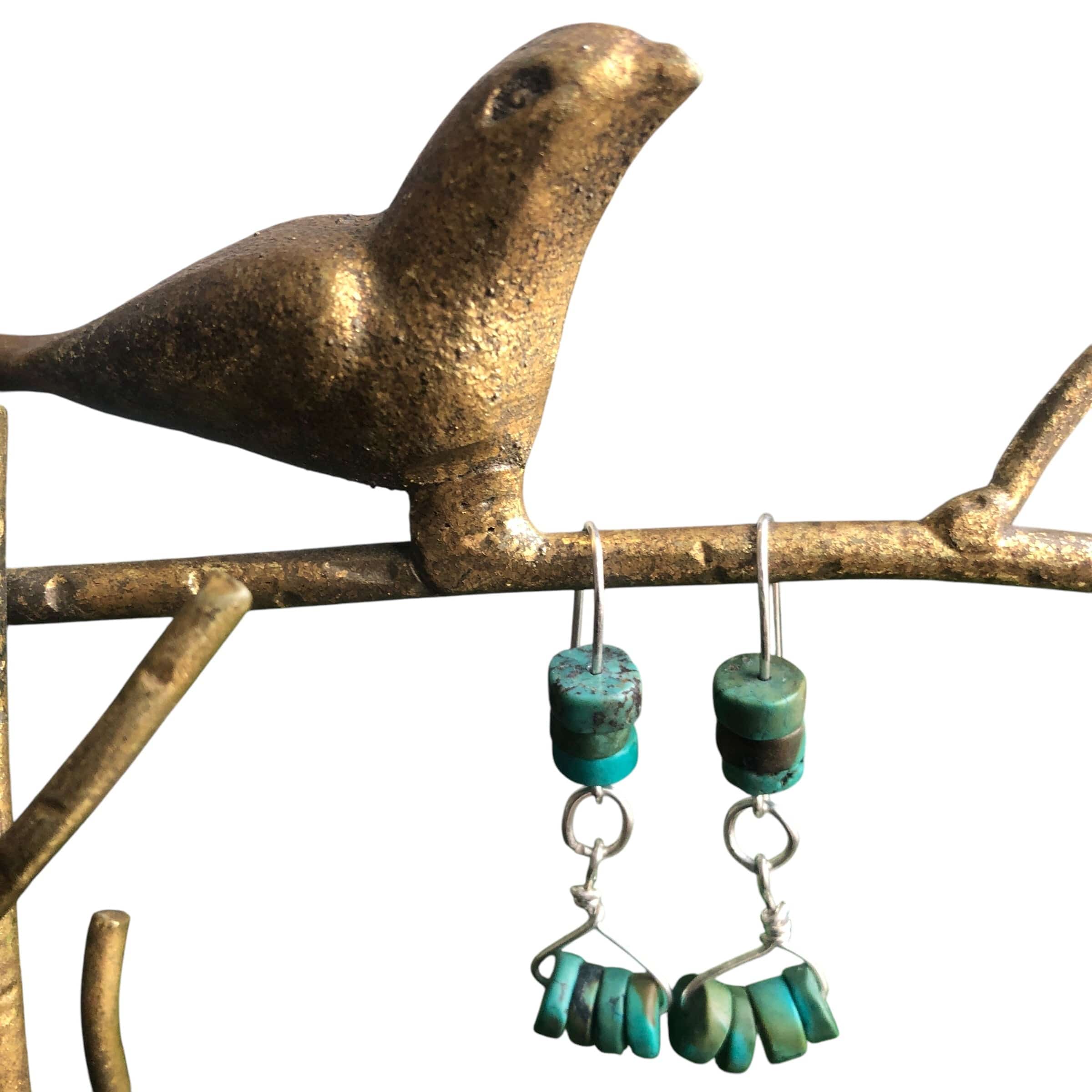 Natural Turquoise 925 Silver Dangle Earrings Silver Chamber Jewellery Store