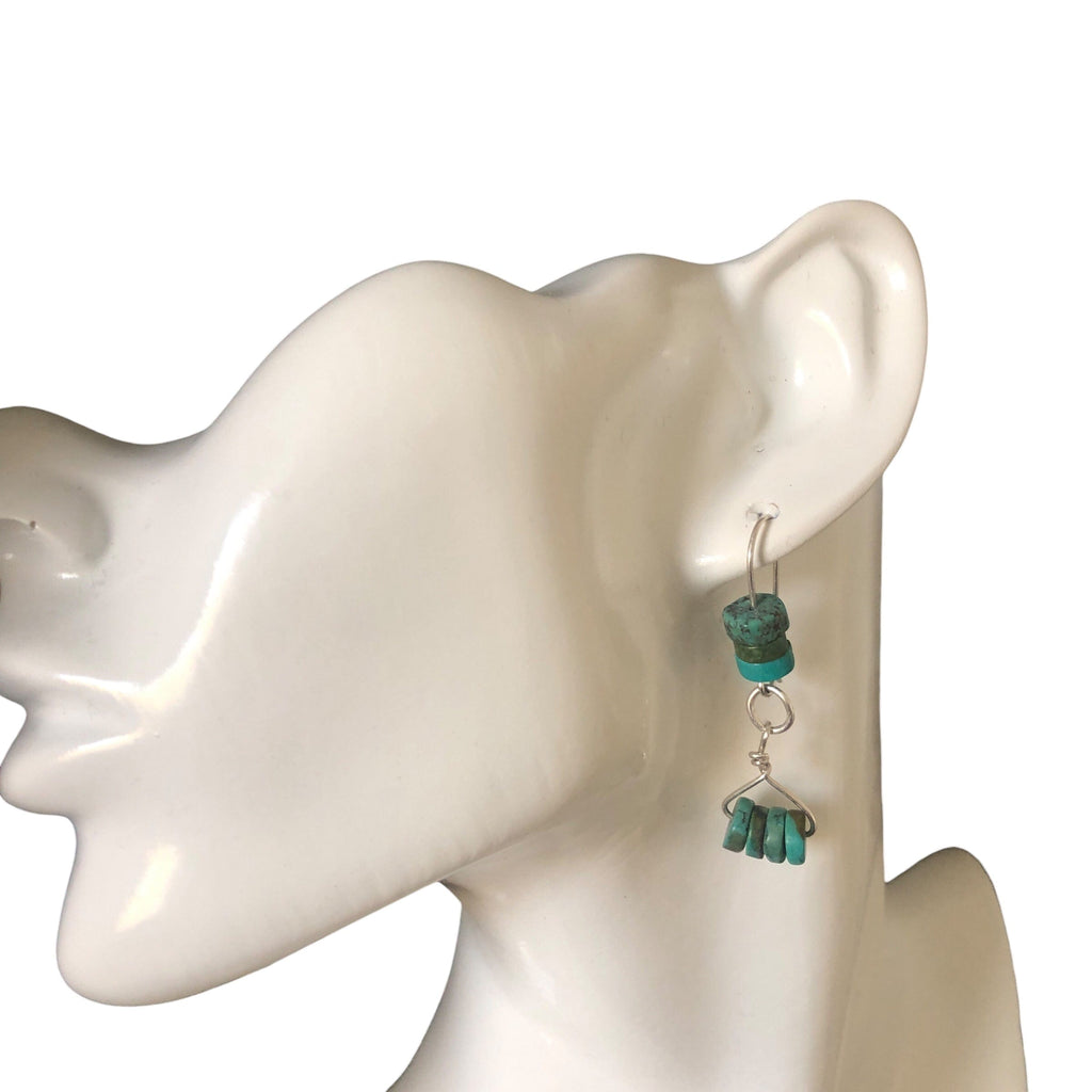 Natural Turquoise 925 Silver Dangle Earrings Silver Chamber Jewellery Store