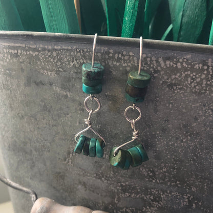 Natural Turquoise 925 Silver Dangle Earrings Silver Chamber Jewellery Store