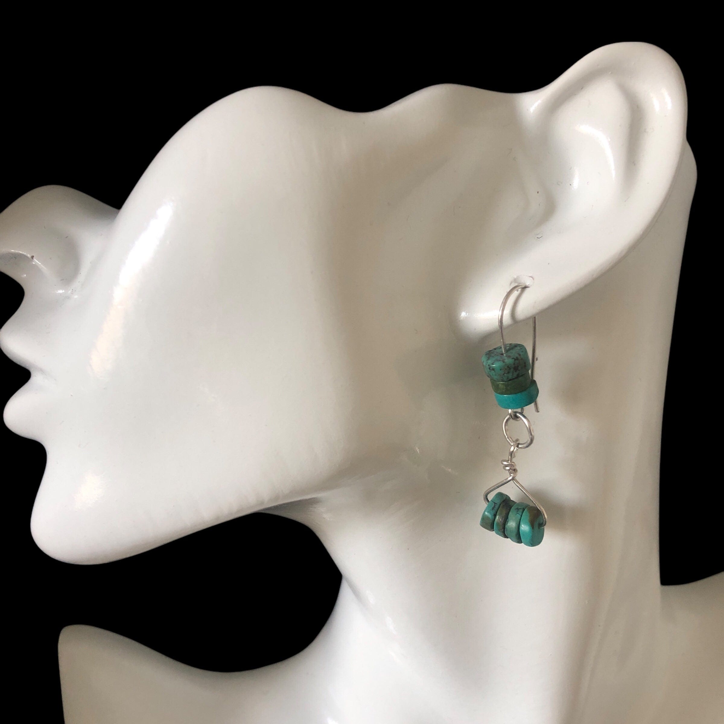 Natural Turquoise 925 Silver Dangle Earrings Silver Chamber Jewellery Store