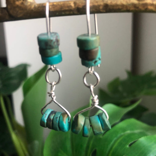 Natural Turquoise 925 Silver Dangle Earrings Silver Chamber Jewellery Store