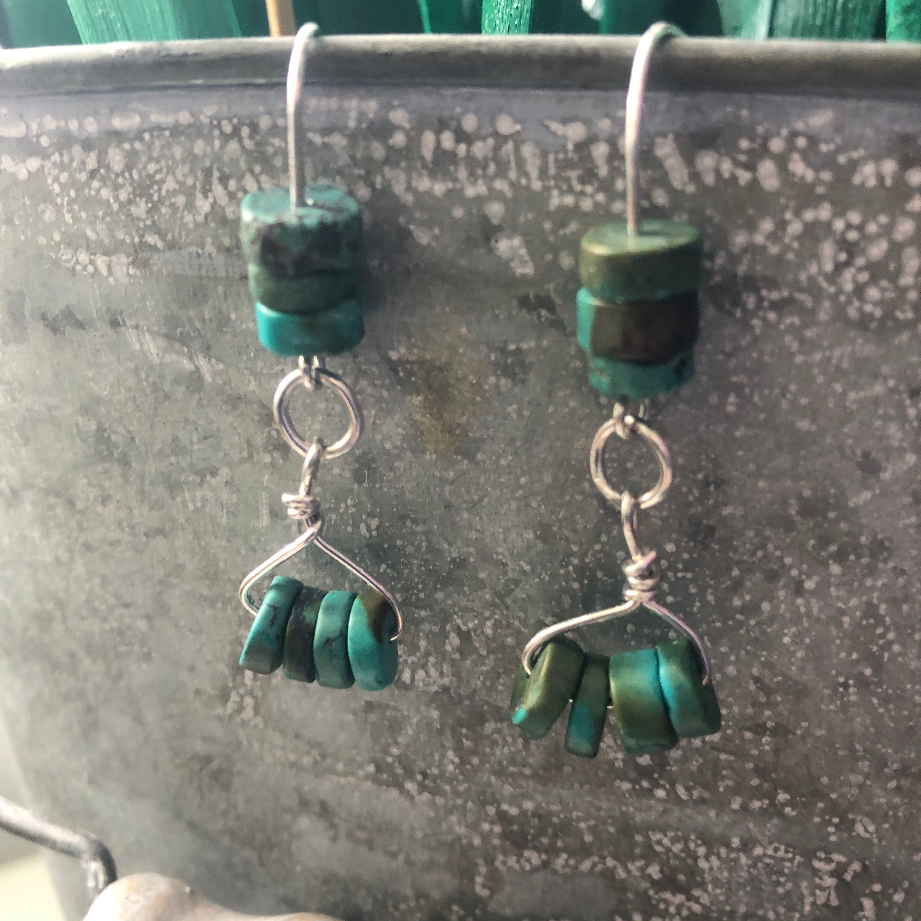 Natural Turquoise 925 Silver Dangle Earrings Silver Chamber Jewellery Store