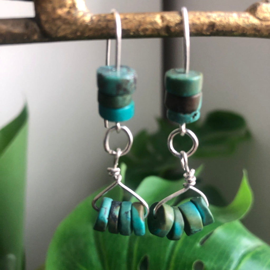 Natural Turquoise 925 Silver Dangle Earrings Silver Chamber Jewellery Store