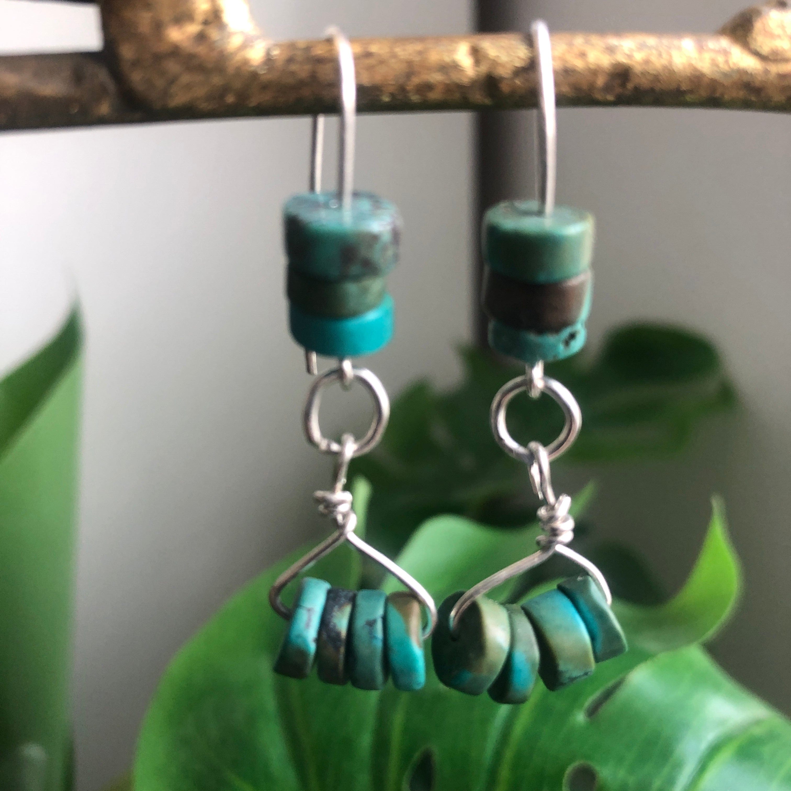 Natural Turquoise 925 Silver Dangle Earrings Silver Chamber Jewellery Store