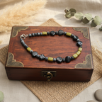 Olive Jade, Black Striped and Frost Cracked Agates Beaded Necklace - Silver Chamber Jewellery Store