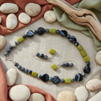 Frost Cracked Agates and Olive Jade 925 Silver Dangle Earrings - Silver Chamber Jewellery Store