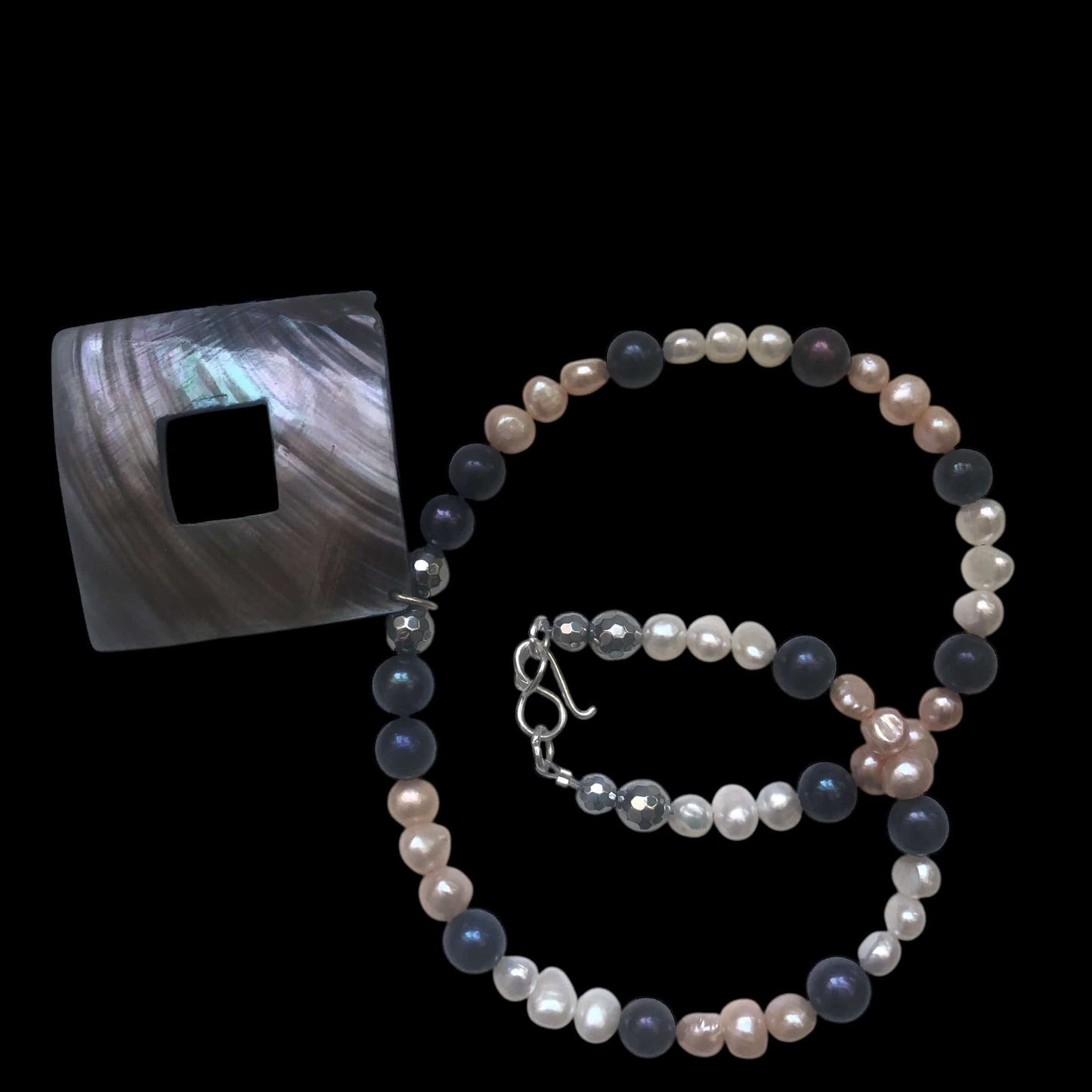 Pearls and Mother Of Pearl Pendant Necklace Silver Chamber Jewellery Store