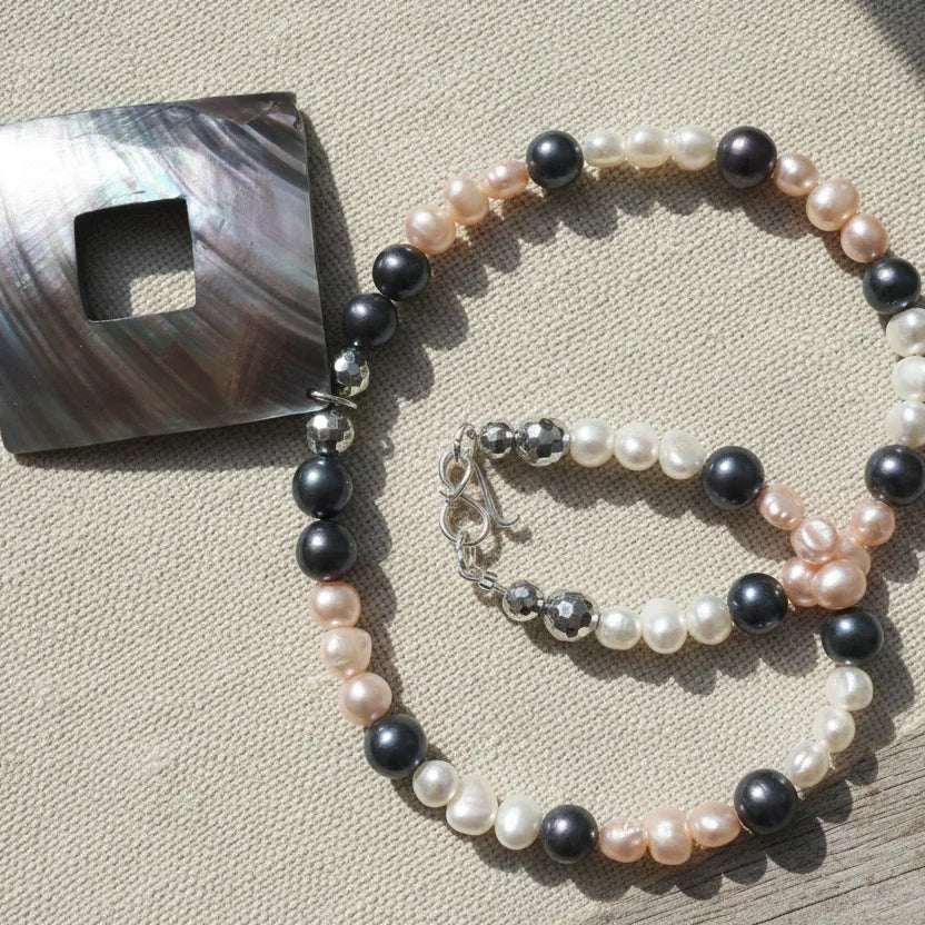 Pearls and Mother Of Pearl Pendant Necklace - Silver Chamber Jewellery Store